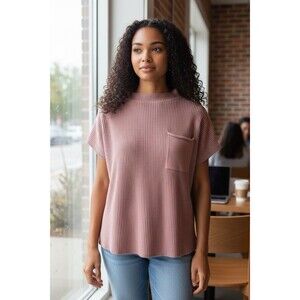 Caracilia Women’s Knit Sweater Rose Size S | Short Sleeve Rayon | Lightweight